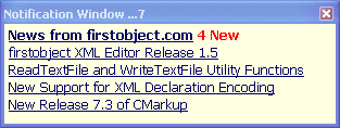 firstobject News Reader Notification Window